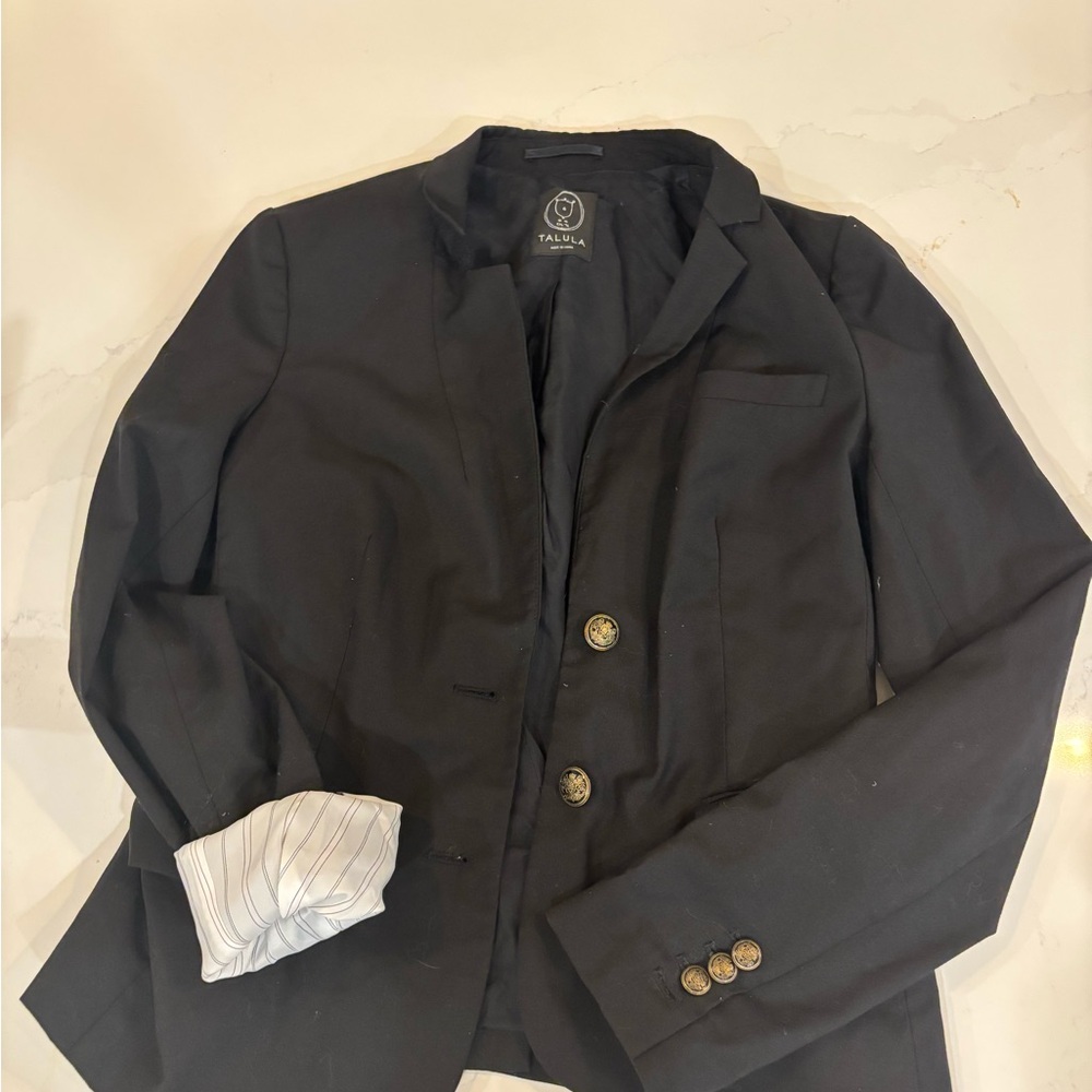 Aritzia Black Women's Blazer with Striped Lining